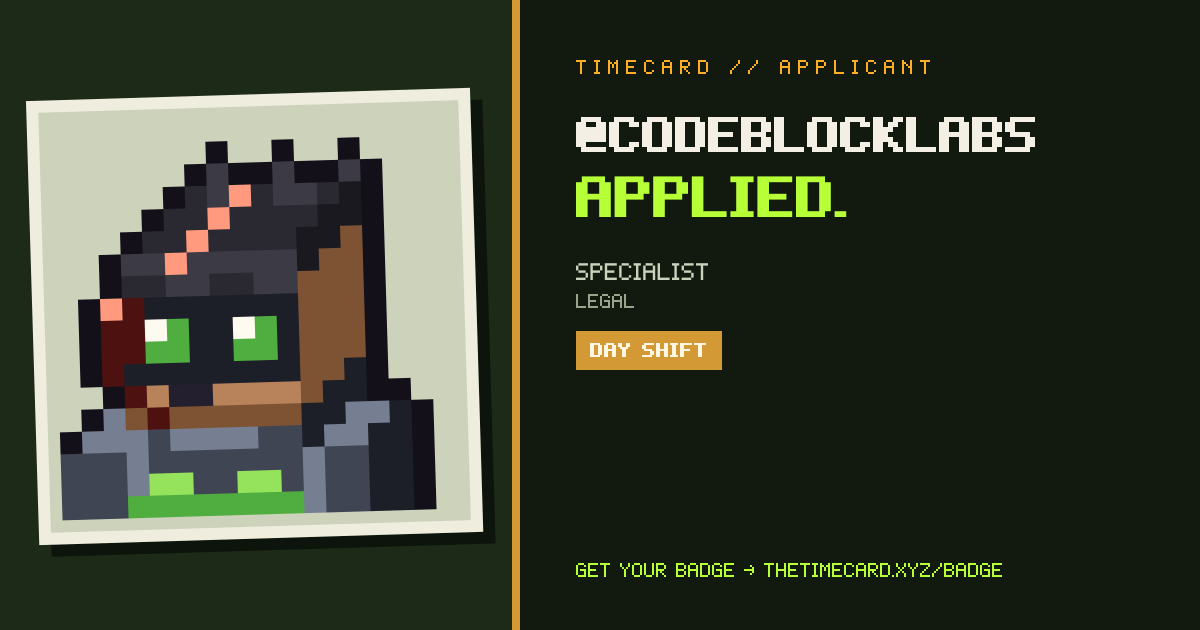 TIMECARD badge preview for @codeblocklabs