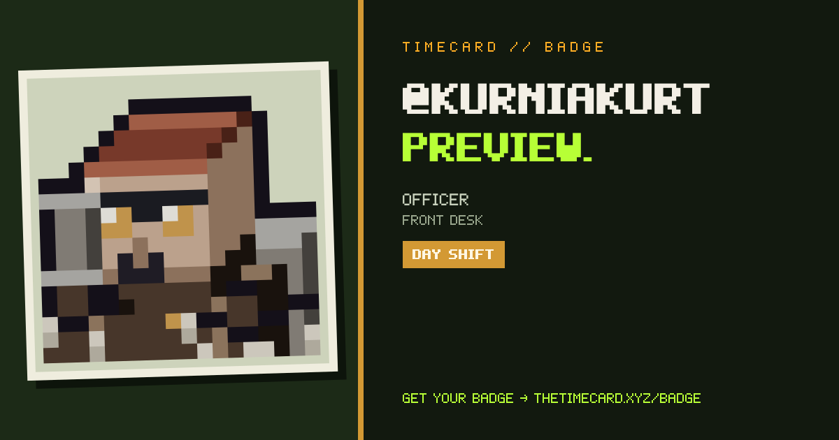 TIMECARD badge preview for @kurniakurt