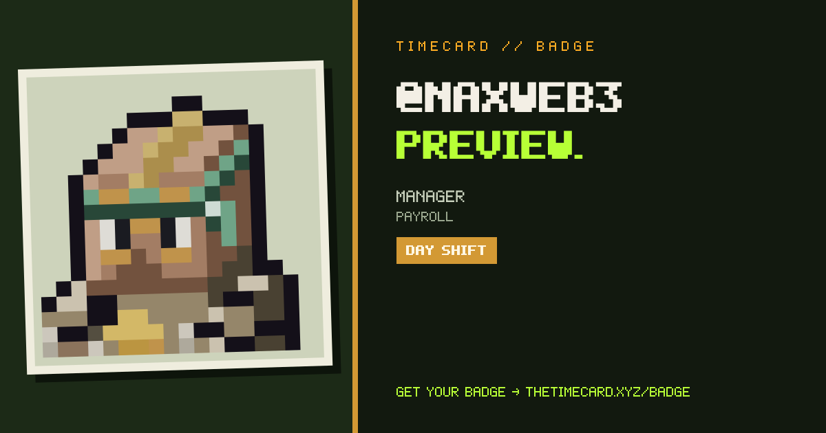 TIMECARD badge preview for @naxweb3