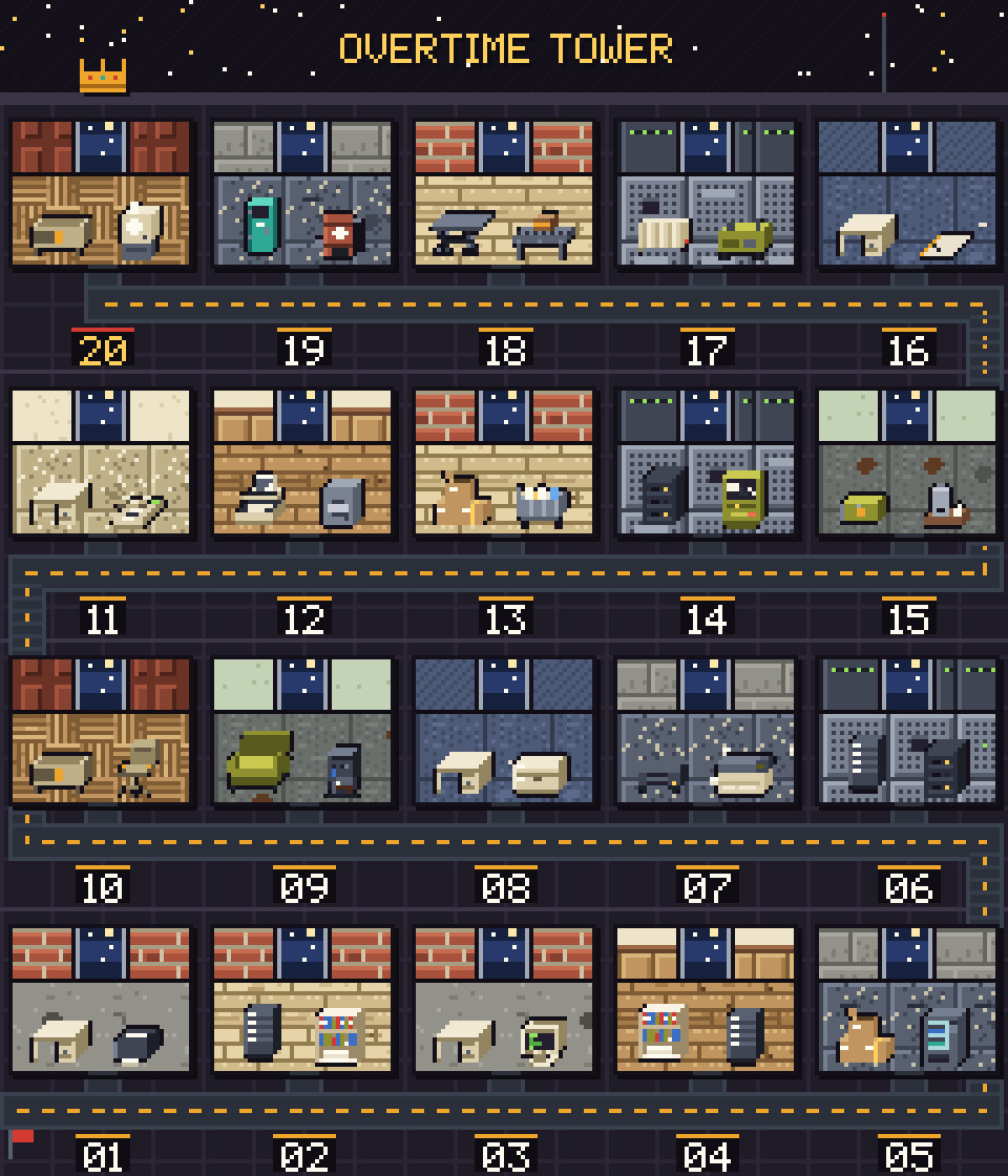 The OVERTIME office floors and corridors